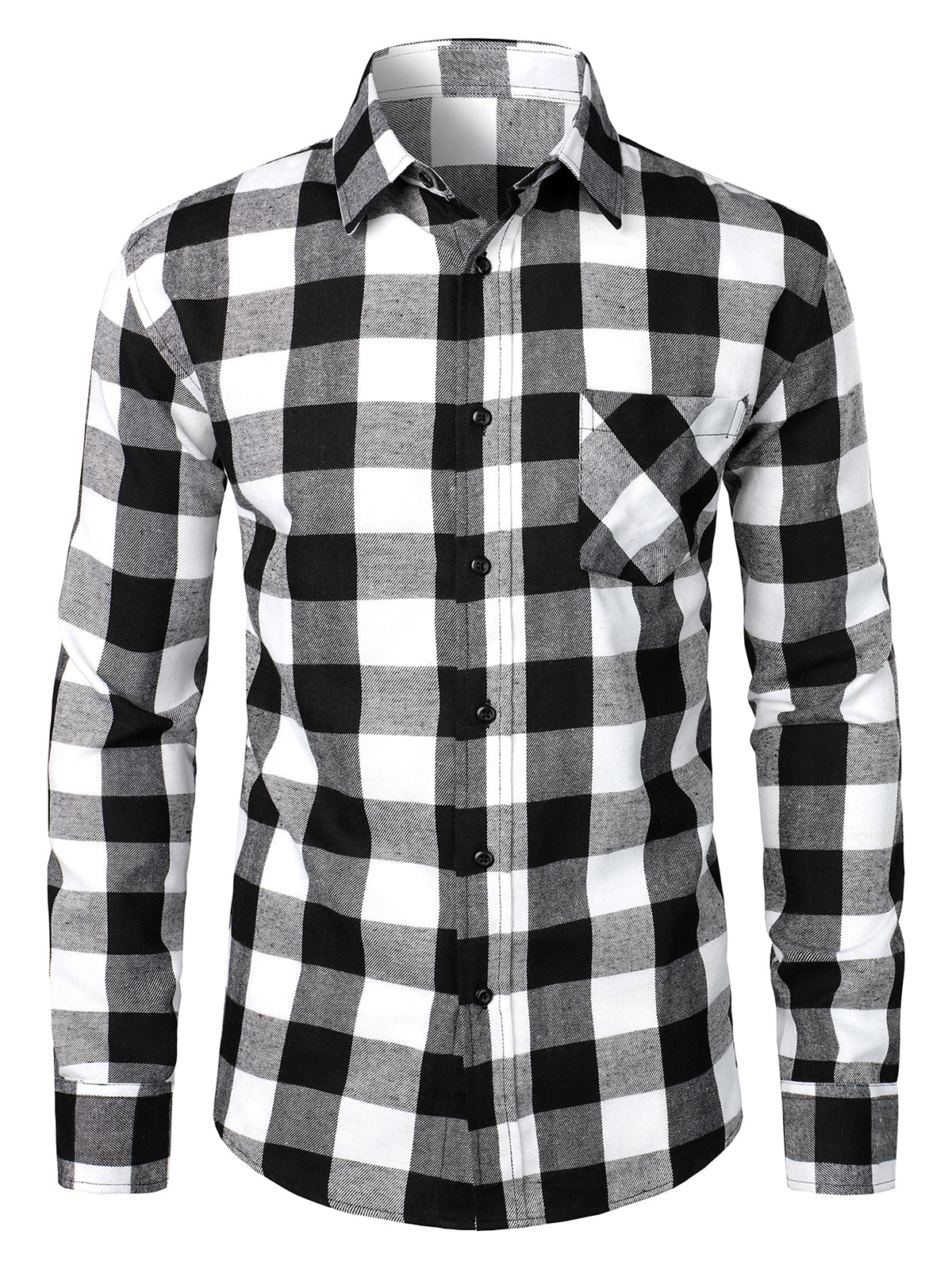 Men's Button Up Regular Fit Long Sleeve Plaid Flannel Casual Shirt