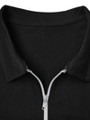Men's Golf Zipper Color Block Long Sleeve Lapel Casual Polo Shirt