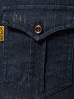 Men's Denim Pocket Solid Color Vintage Cotton Casual Long Sleeve Shirt