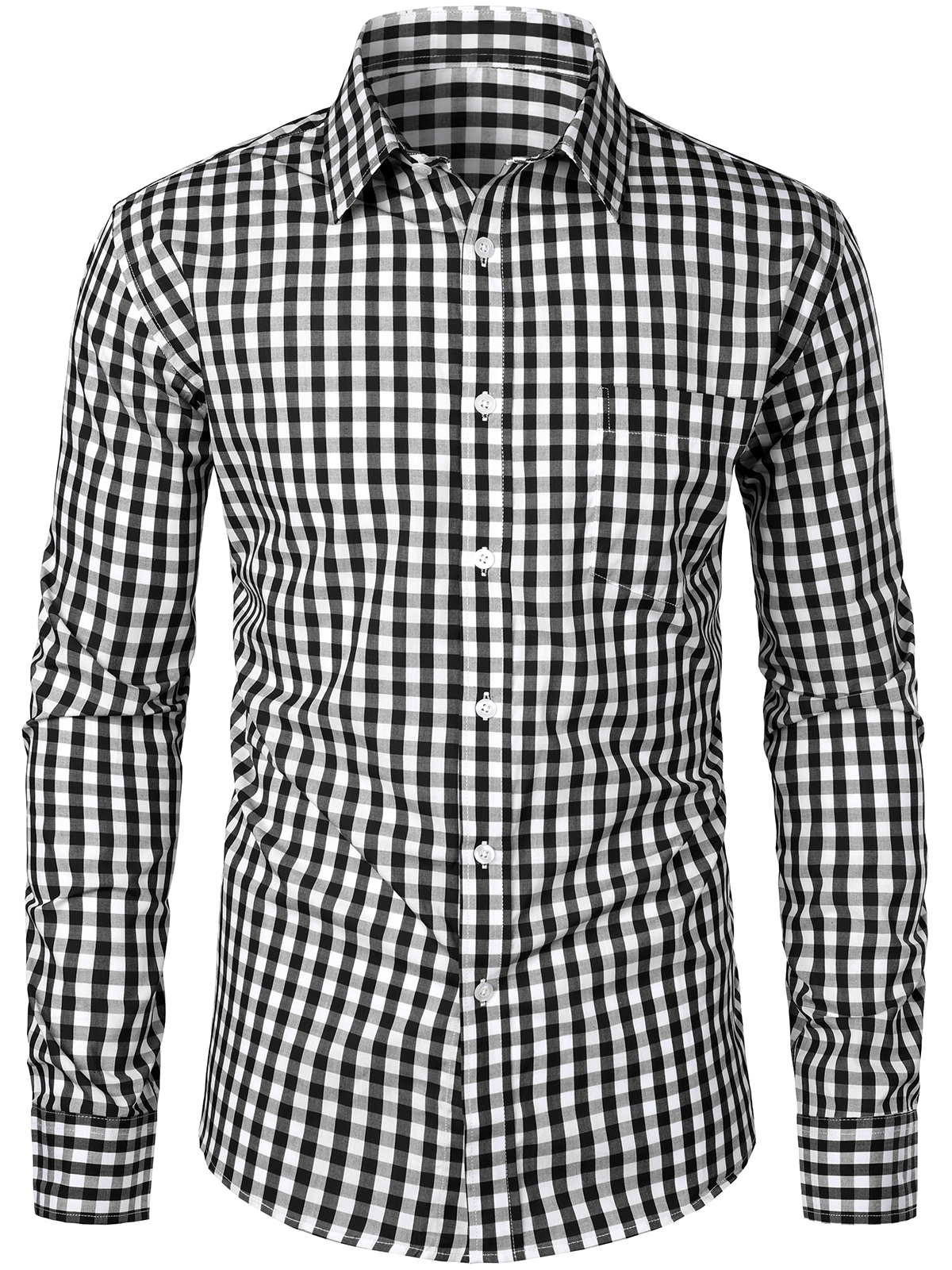 Men's Cotton Long Sleeve Plaid Print Shirt