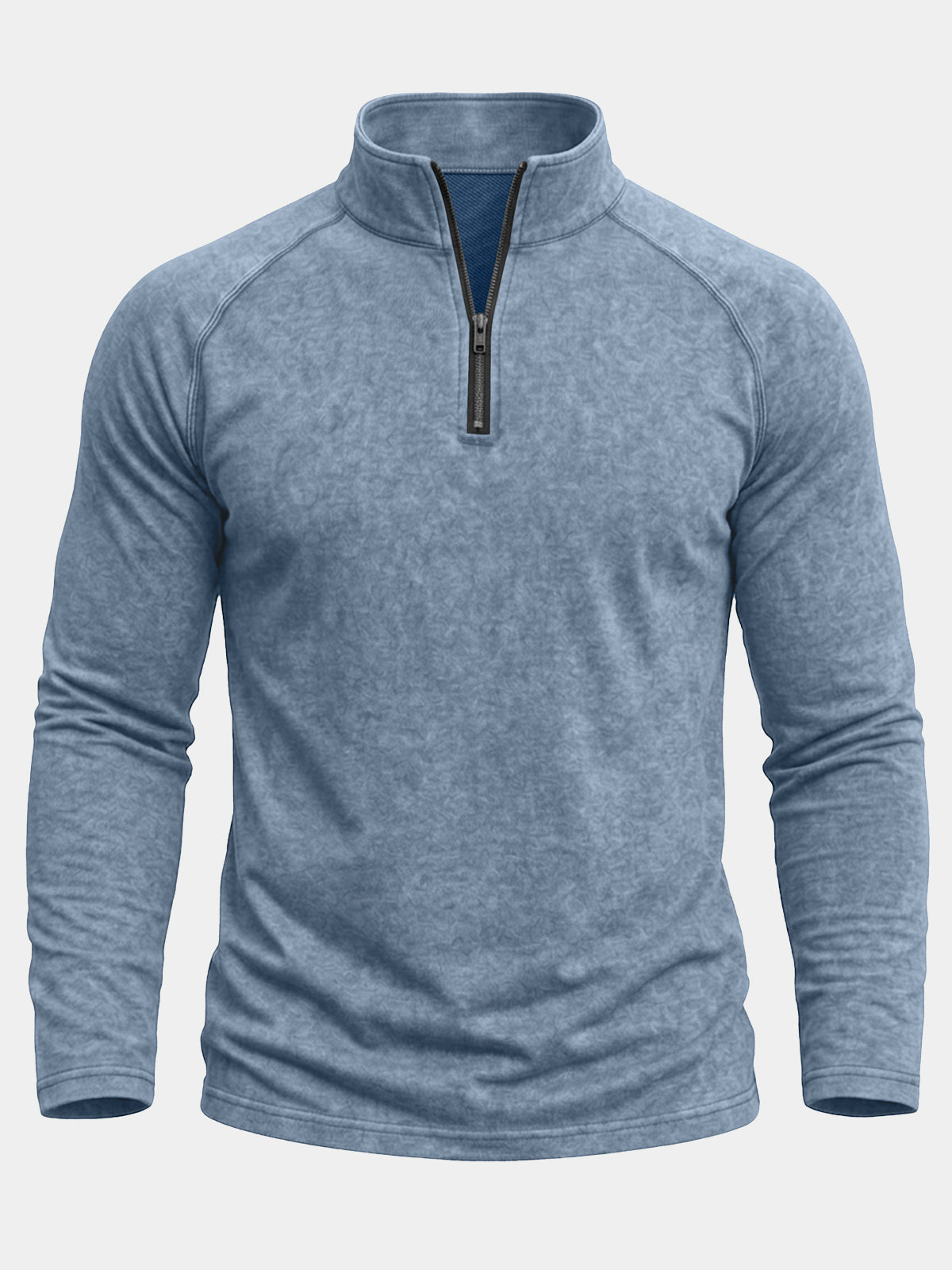 Men's Blue Quarter Zip Raglan Long Sleeve Sweatshirt