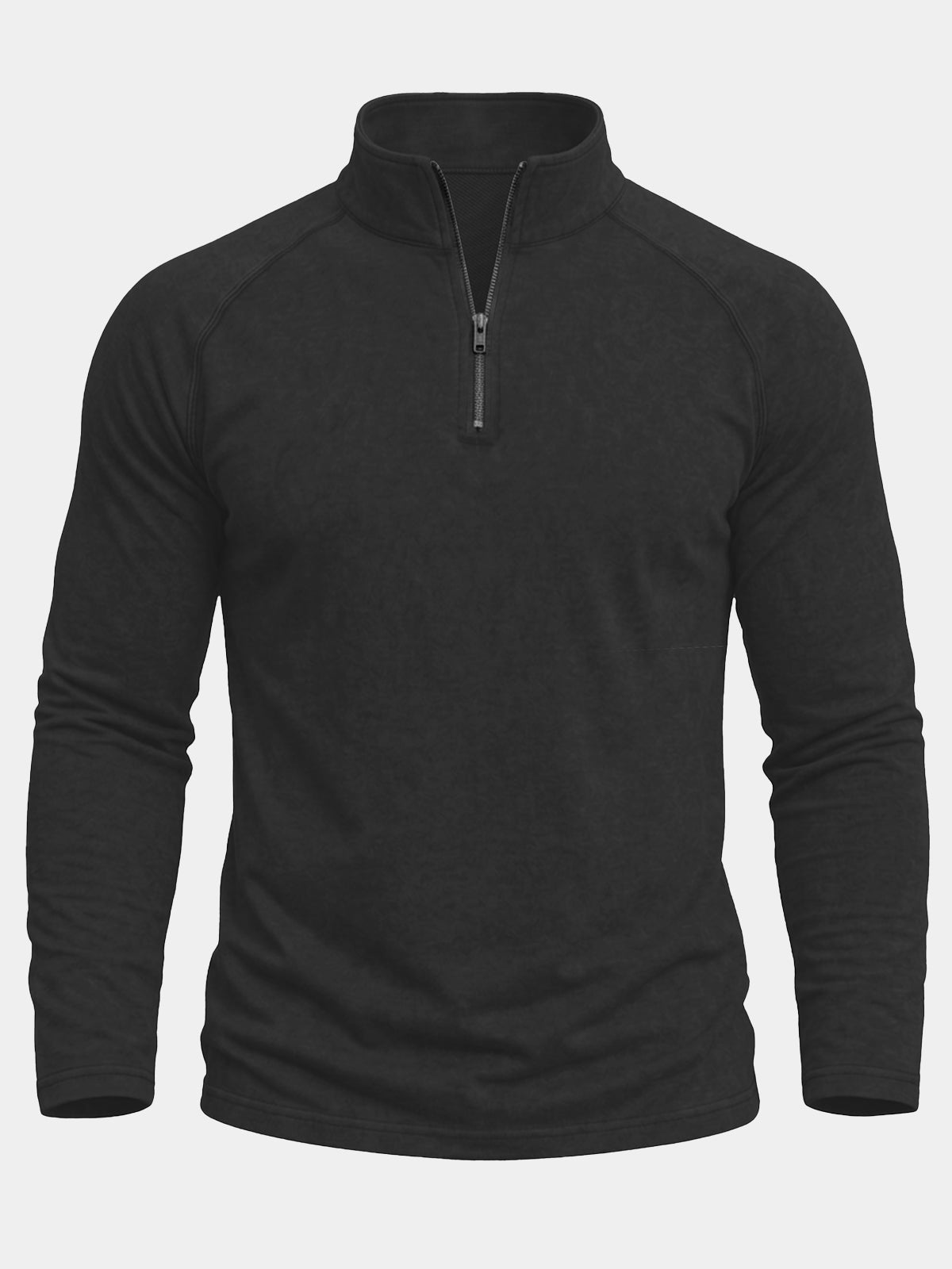 Men's Black Quarter Zip Raglan Long Sleeve Sweatshirt