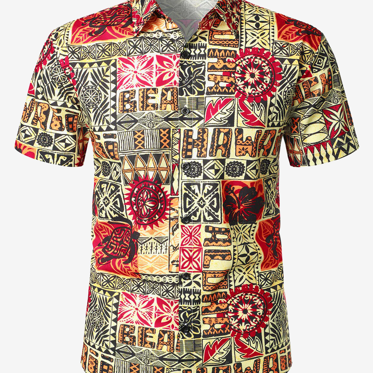 Camisa de verano de manga corta Aloha hawaiana marrón de algodón floral vintage para hombre