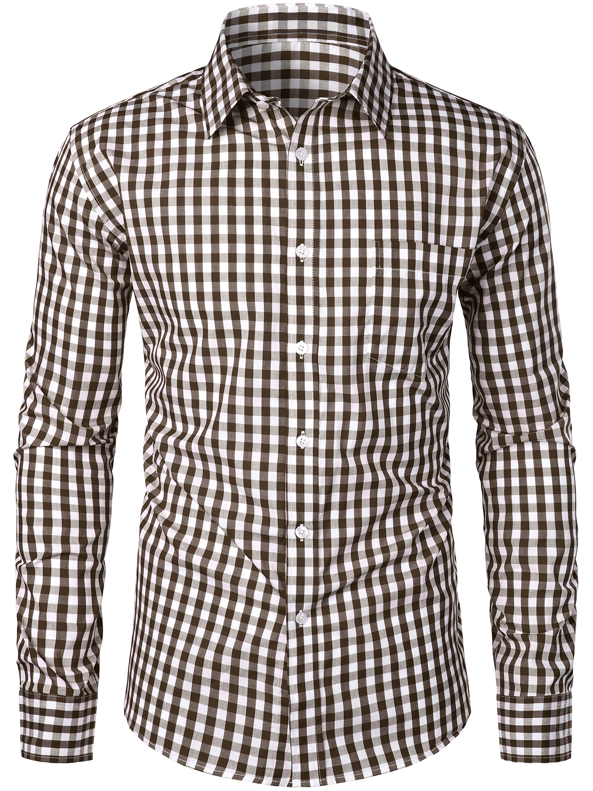 Men's Cotton Long Sleeve Plaid Print Shirt