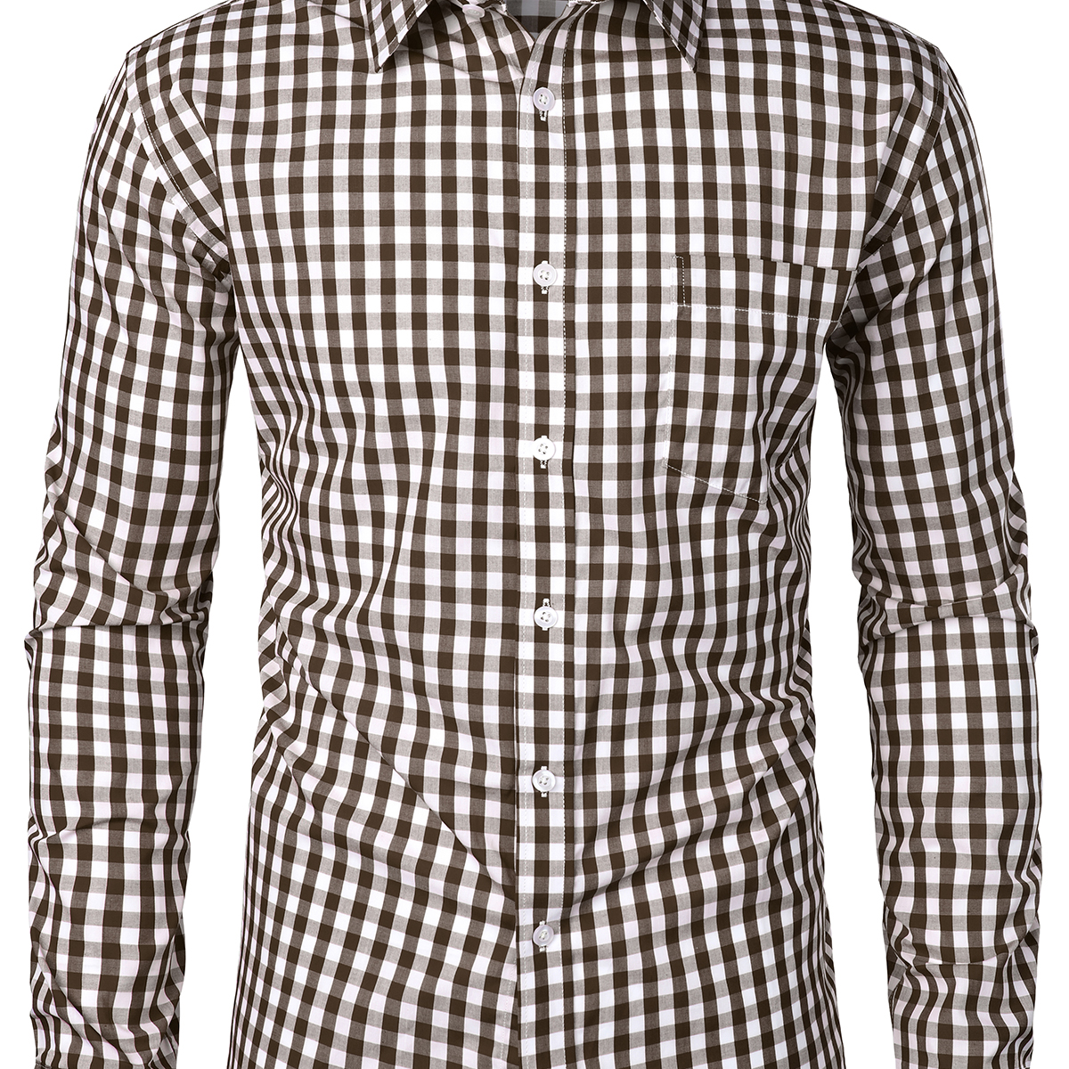 Men's Cotton Long Sleeve Plaid Print Shirt