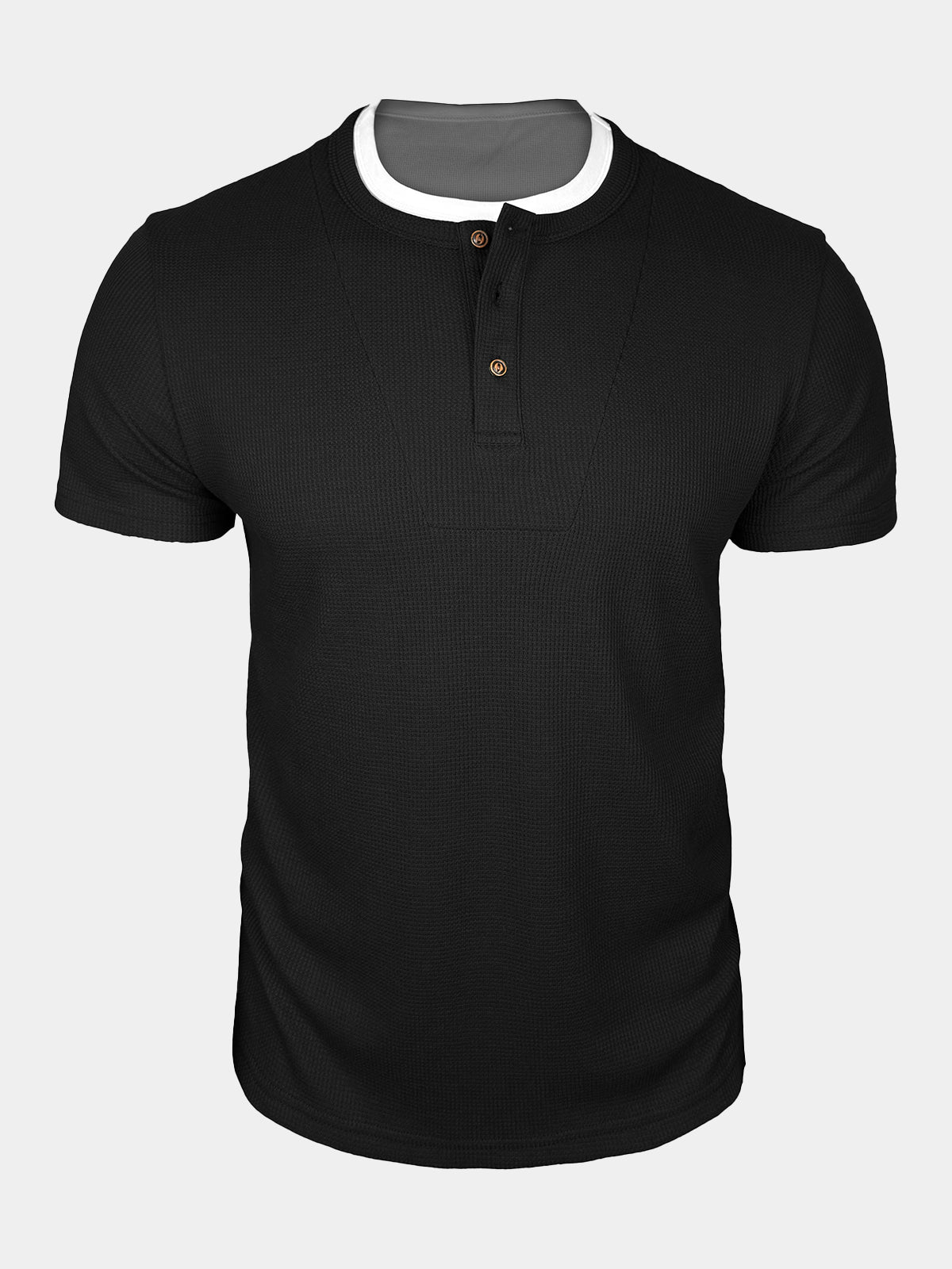 Men’s Waffle Knit Short Sleeve Henley Shirt