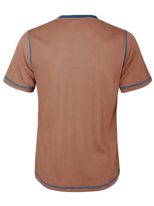 Men's Breathable Solid Color Henley Collar Vintage Short Sleeve T-Shirt