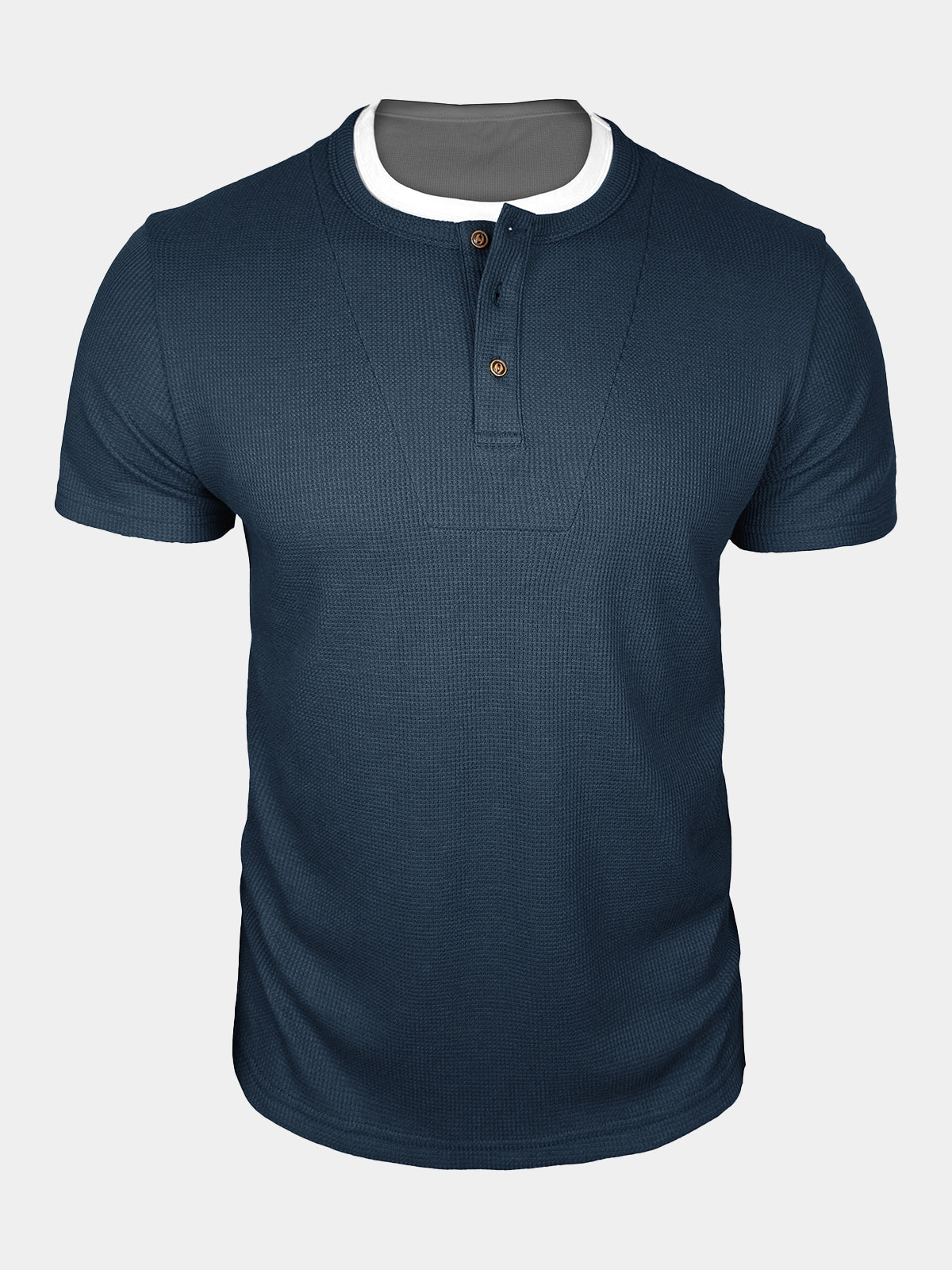 Men’s Waffle Knit Short Sleeve Henley Shirt