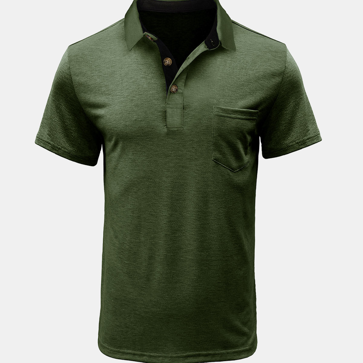 Men's Summer Casual Breathable Pocket Solid Color Short Sleeve Polo Shirt