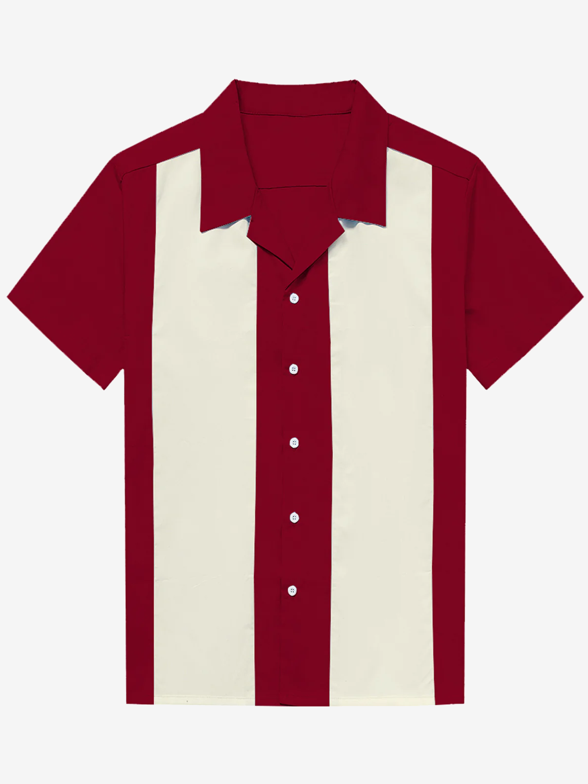 Men's Cuban Collar 50's Retro Camp Bowling Blue Short Sleeve Shirt