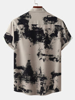 Men's Abstract Print Casual Button Up Short Sleeve Shirt