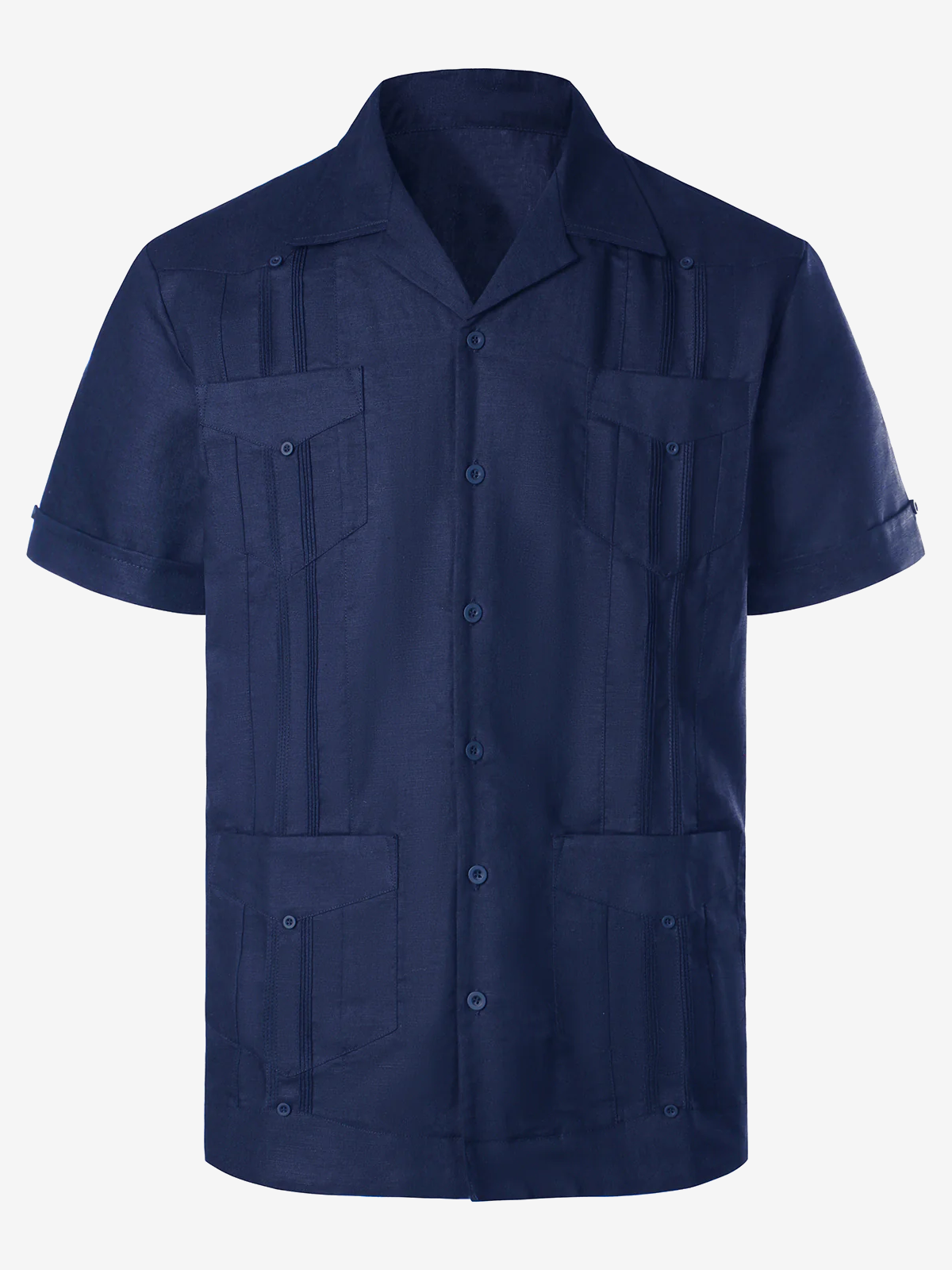 Men’s Linen Cuban Guayabera Casual Button Up Short Sleeve Summer Shirt