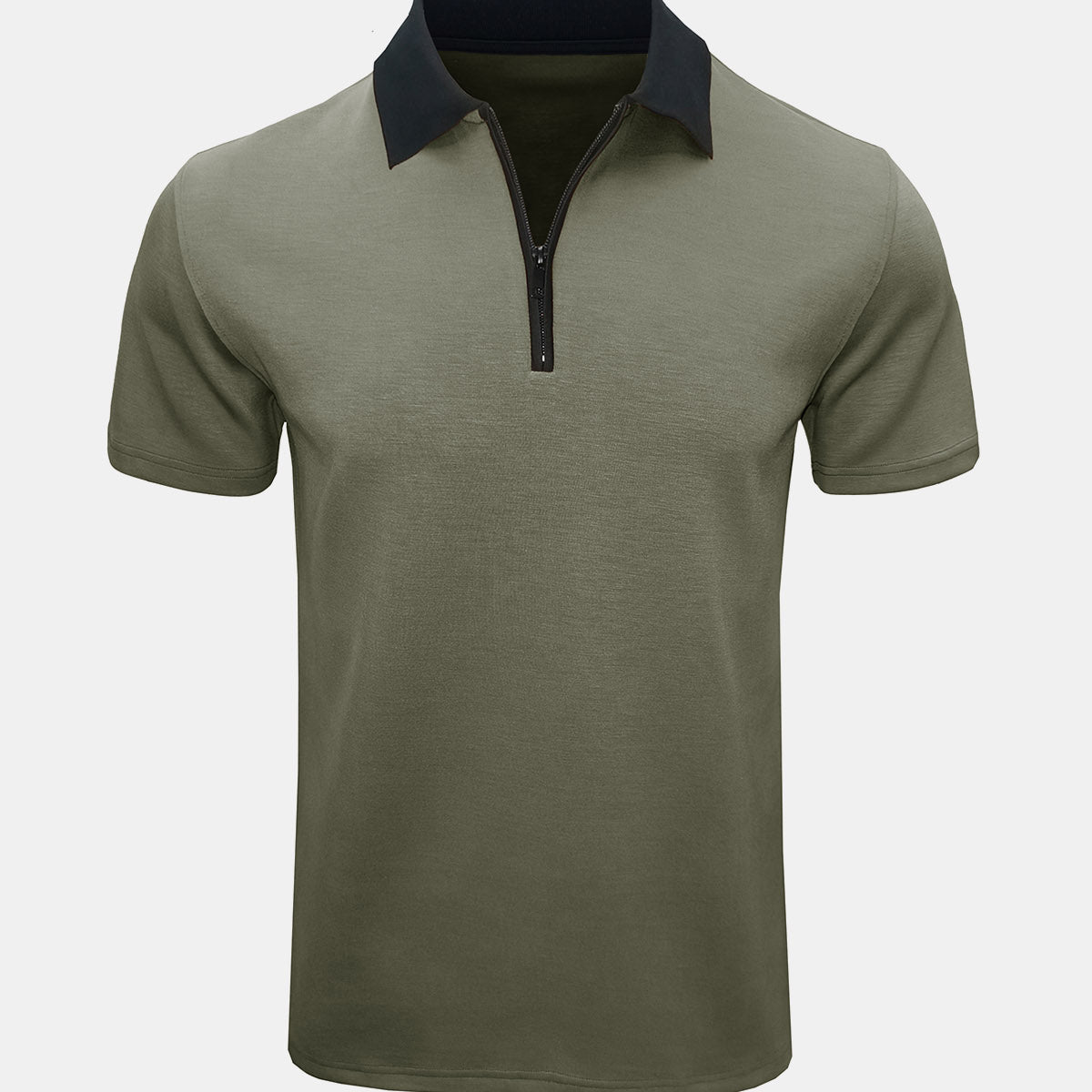 Men's Casual Summer Breathable Zip Short Sleeve Polo Shirt