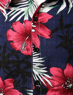 Men's Floral Hawaiian Red Hibiscus Flower Print Beach Holiday Resort Tropical Button Up Short Sleeve Shirt