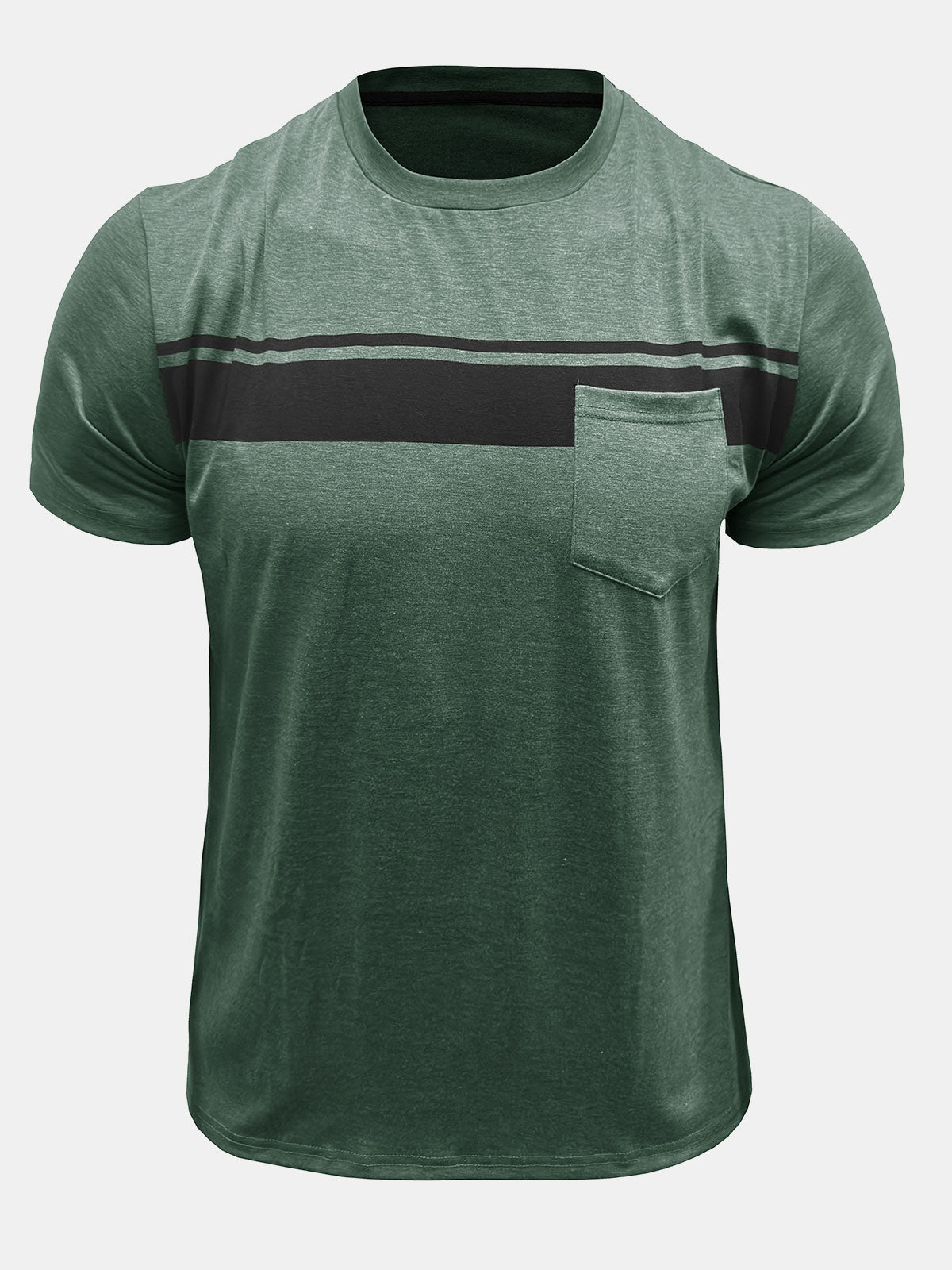 Men's Comfort Striped Patchwork Pocket T-Shirt