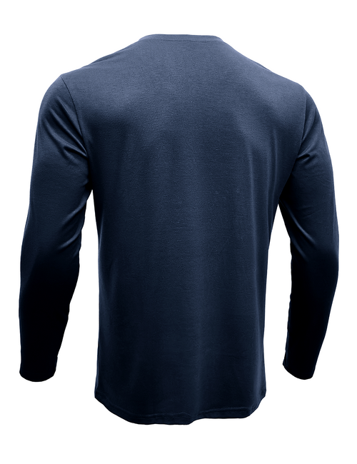 Men's Solid Color Cotton Casual Henry Collar Pocket Long Sleeve T-Shirt