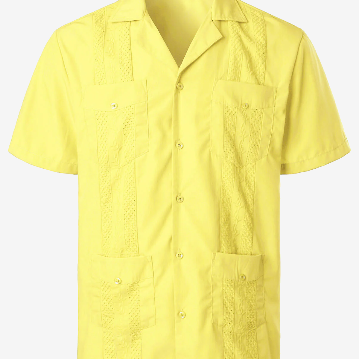 Camisa de playa con botones de manga corta de Guayabera cubana con bordado fresco de verano para hombre