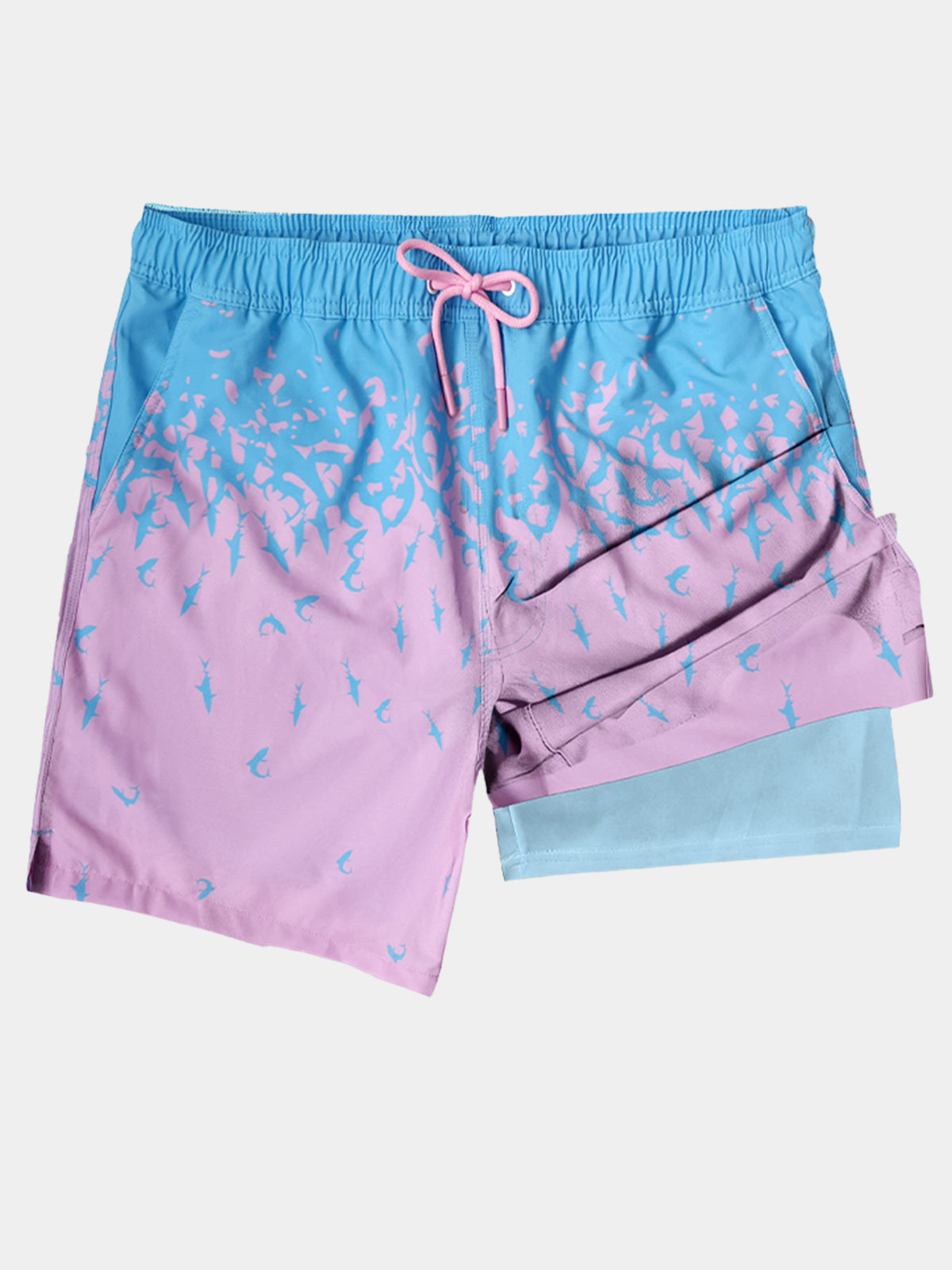 Men's Shark Print Quick Dry Beach Shorts Swim Trunks