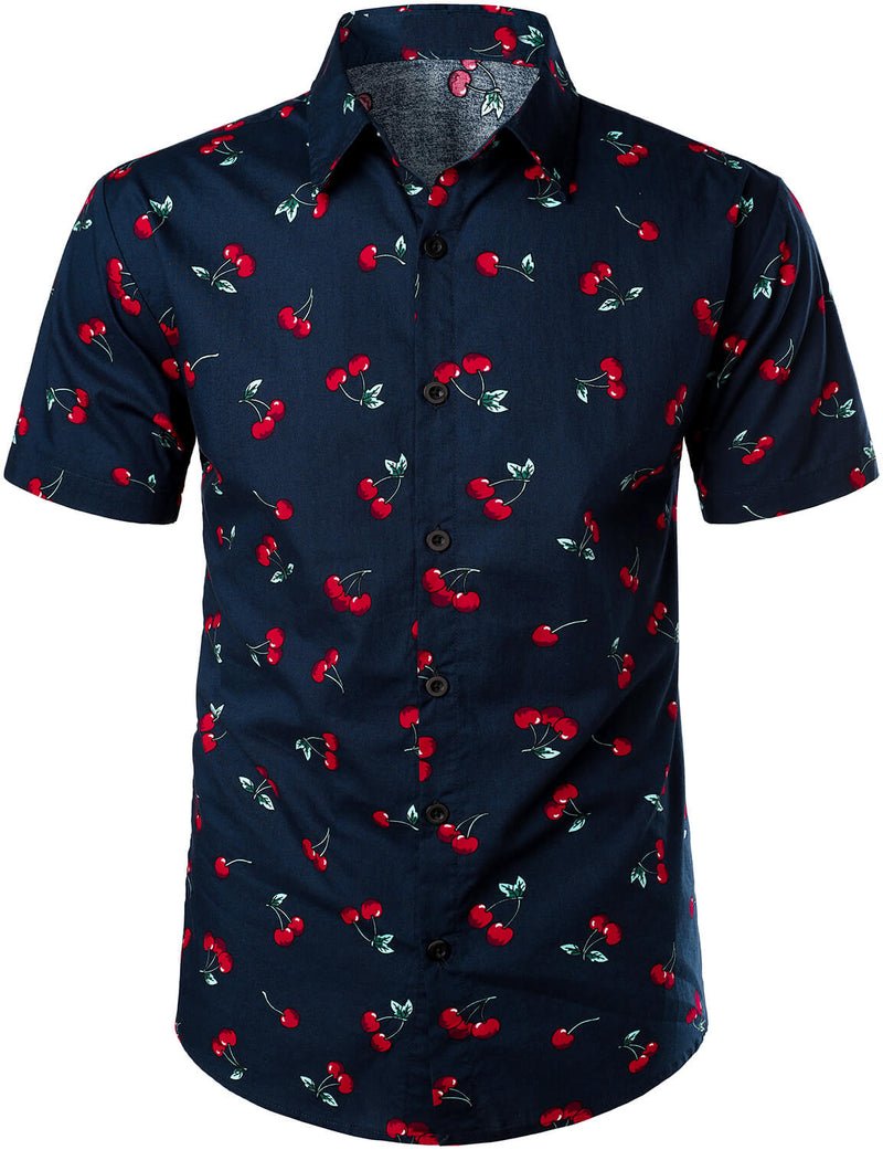 Men's Cherry Print Short Sleeve Shirt
