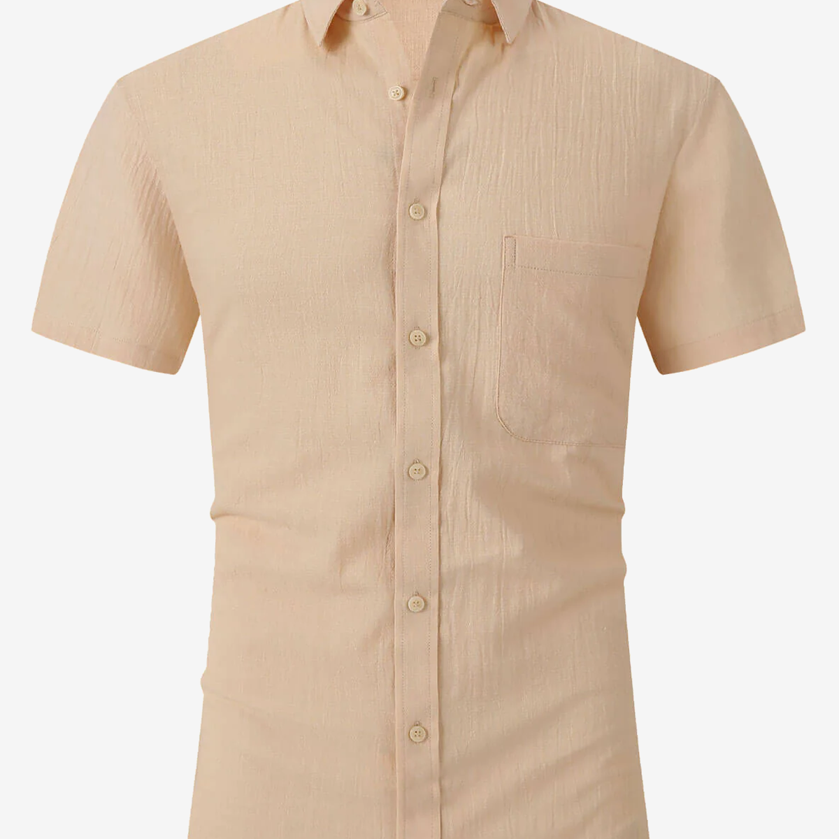 Men's Cotton Casual Pocket Solid Color Summer Short Sleeve Shirt