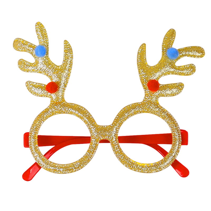 Christmas Gold Elk Glasses Glitter Party Decoration Glasses Frames