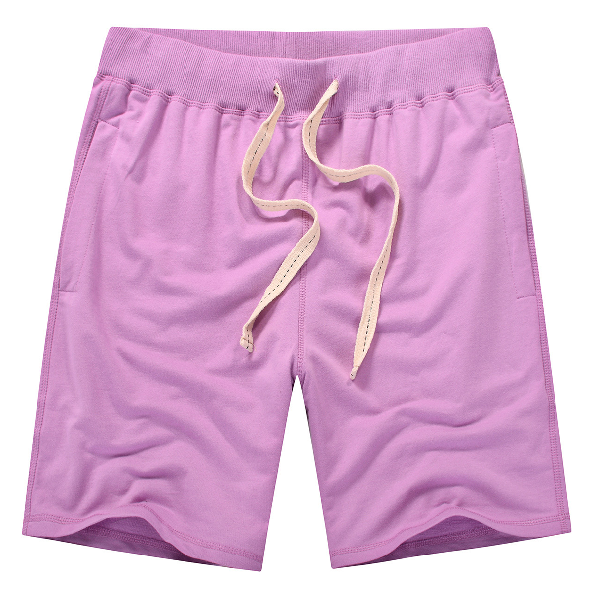 Pantalón corto de chándal de verano de algodón informal de playa de color sólido para hombre