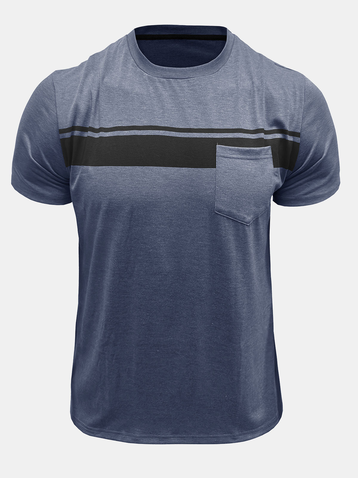 Men's Comfort Striped Patchwork Pocket T-Shirt