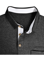 Men's Golf Solid Color Long Sleeve Lapel Casual Polo Shirt