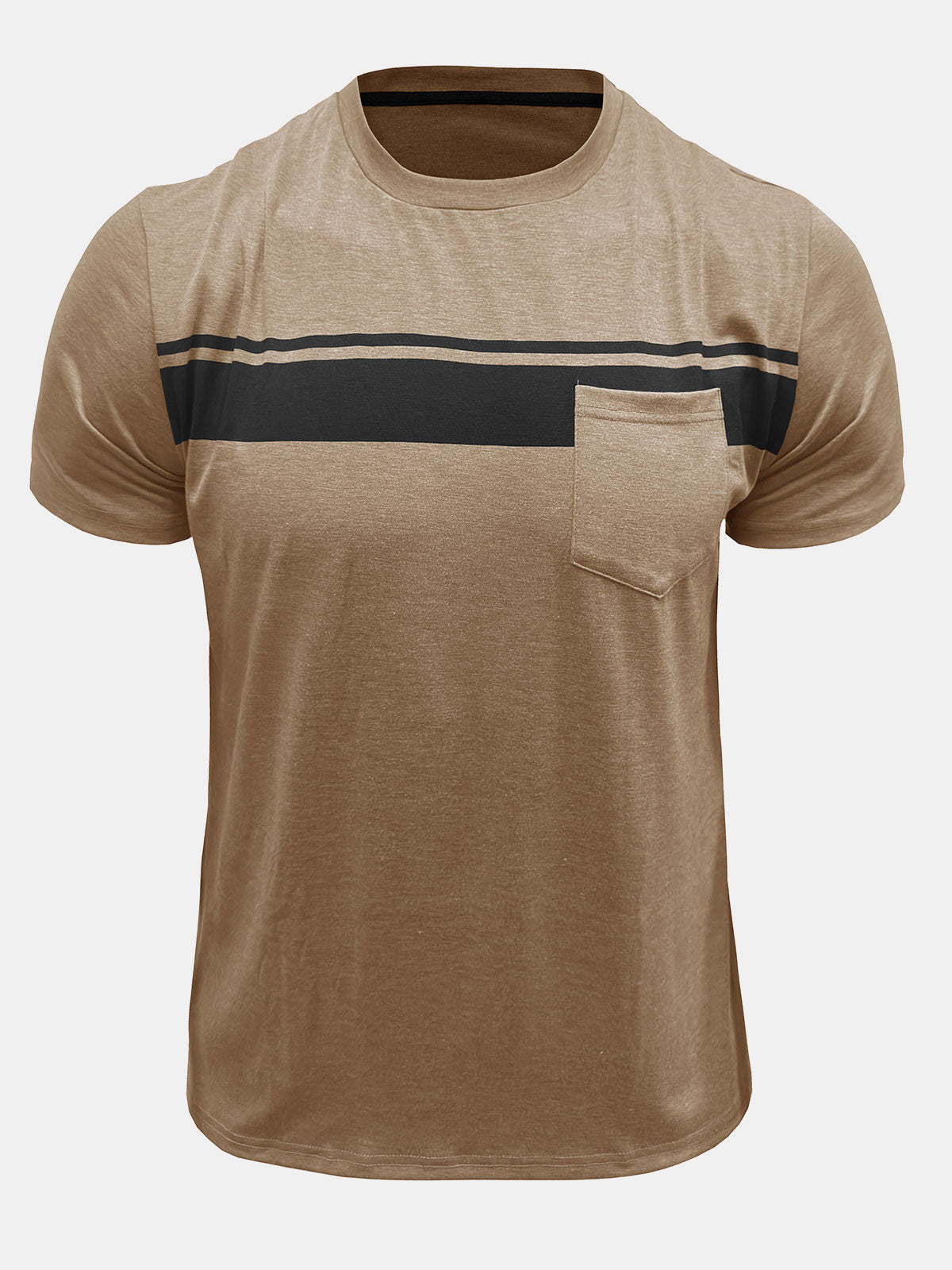 Men's Comfort Striped Patchwork Pocket T-Shirt