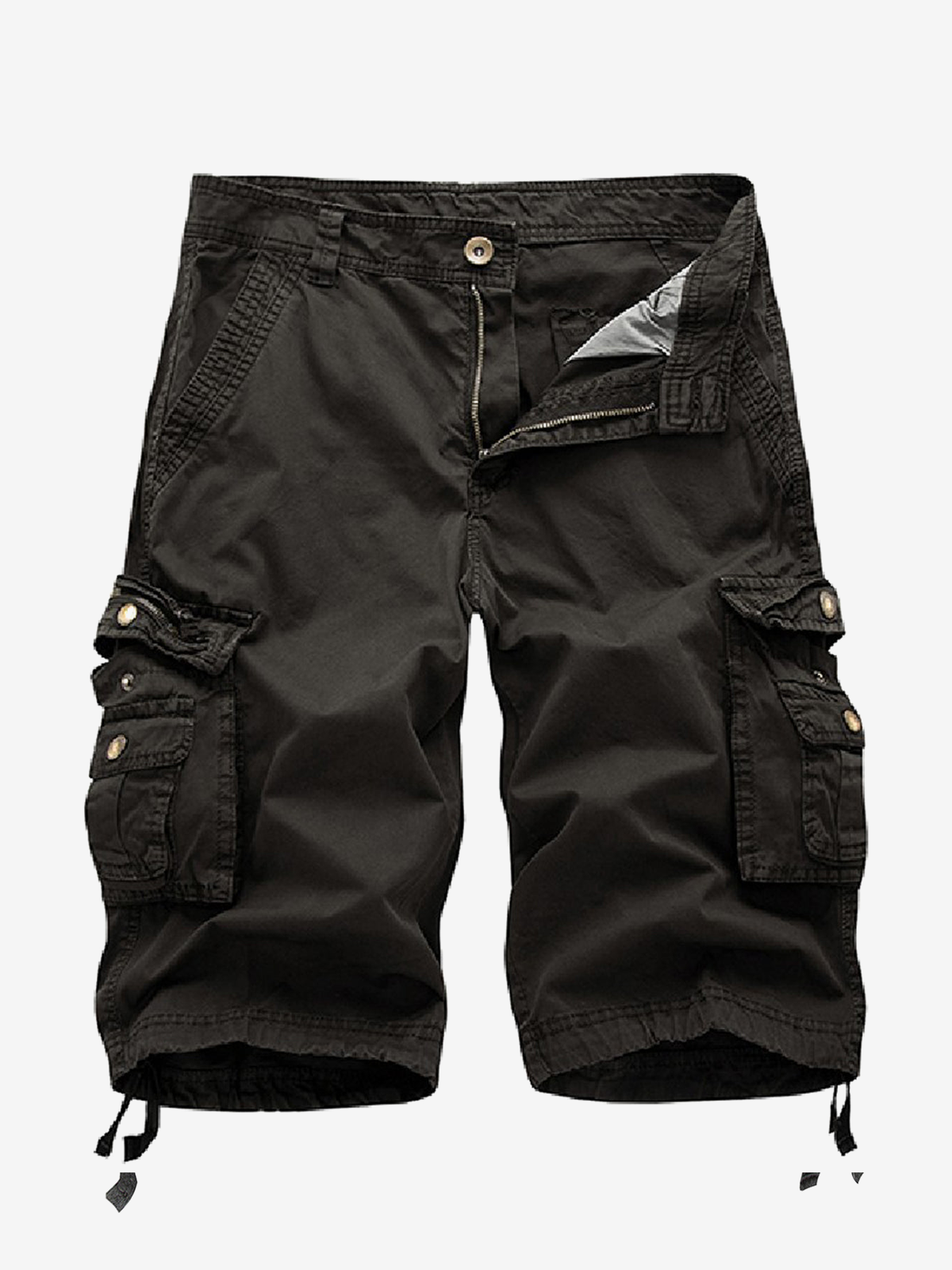 Men's Plus Size Solid Color Casual Outdoor Multi-Pocket Cotton Shorts