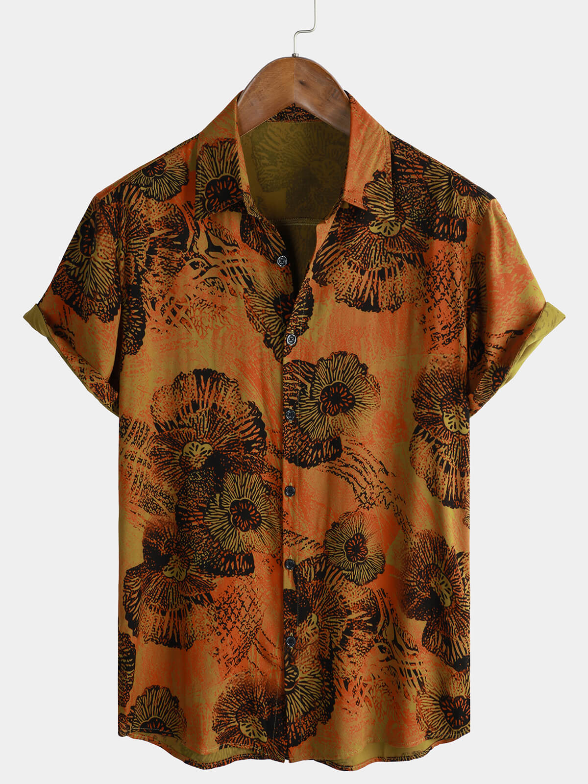 Men's Retro Floral Print Holiday Breathable Hawaiian Short Sleeve Shirt