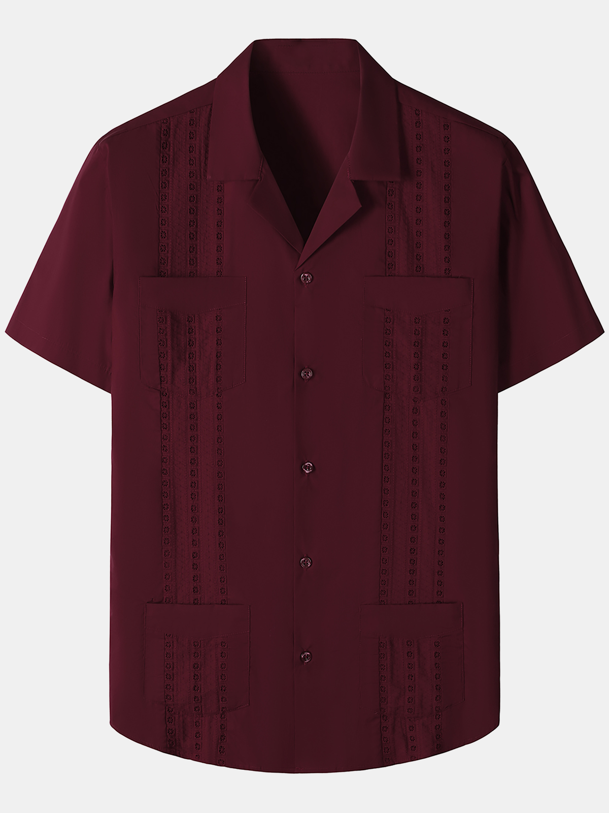 Men's Guayabera Cuban Short Sleeve Casual Button Beach Shirt