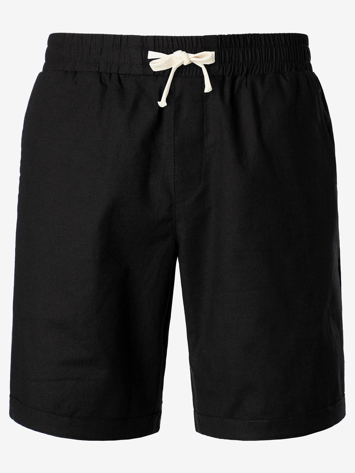 Men's Elastic Waist Linen Cotton Loose Solid Color Casual Shorts