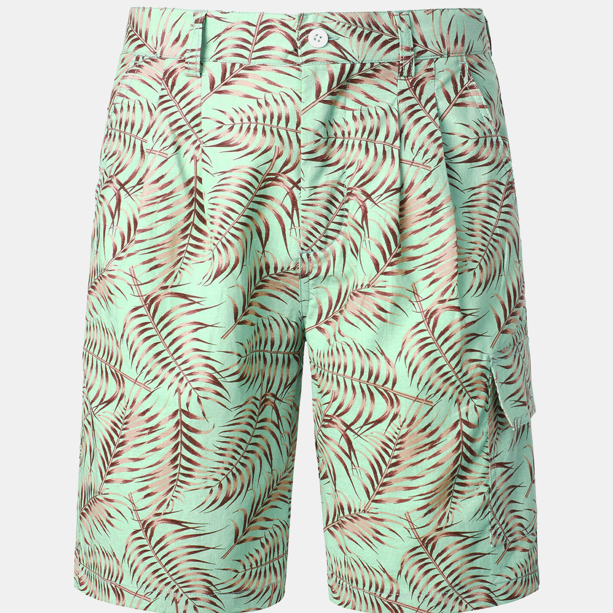 Men's Casual Graphic Print Cotton Linen Summer Beach Shorts