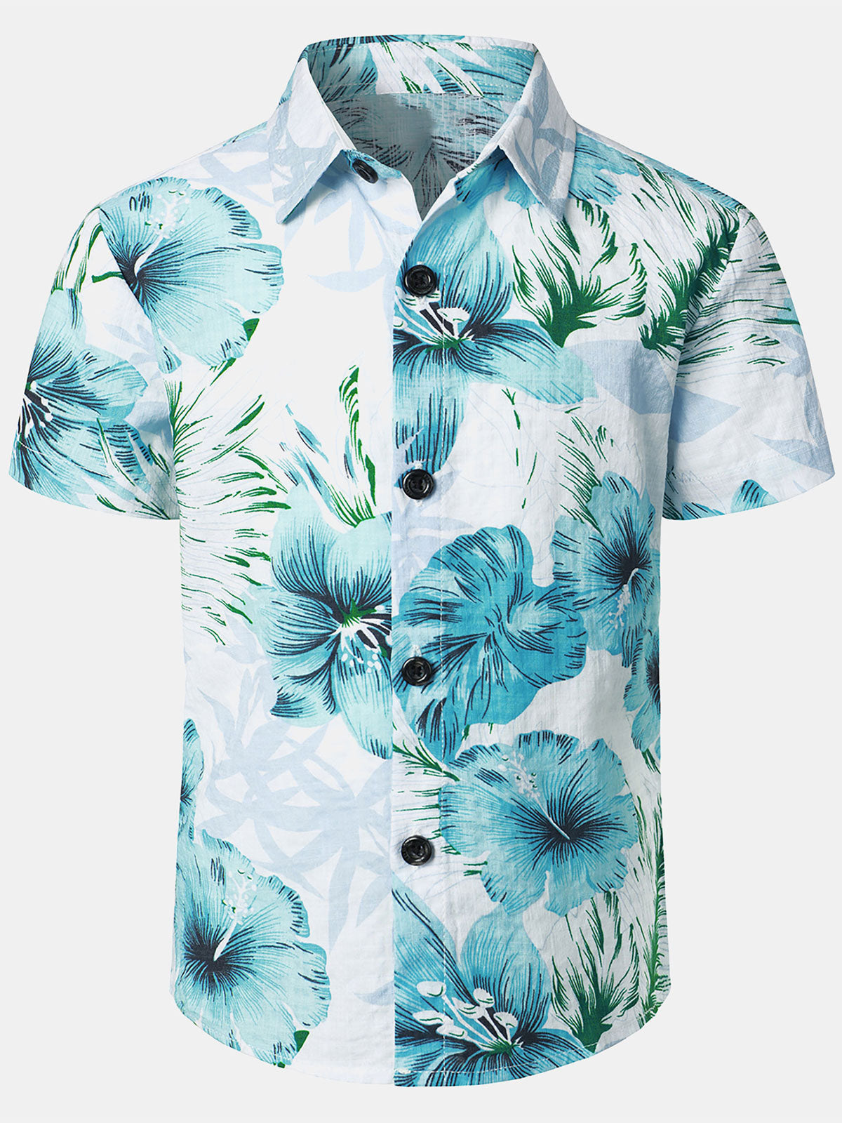 Children's Floral Print Tropical Aloha Holiday Summer Beach Short Sleeve Shirt