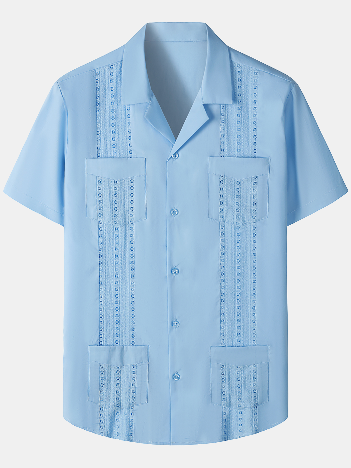 Men's Guayabera Cuban Short Sleeve Casual Button Beach Shirt