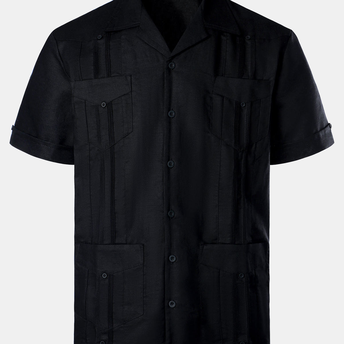 Men’s Linen Cuban Guayabera Casual Button Up Short Sleeve Summer Shirt