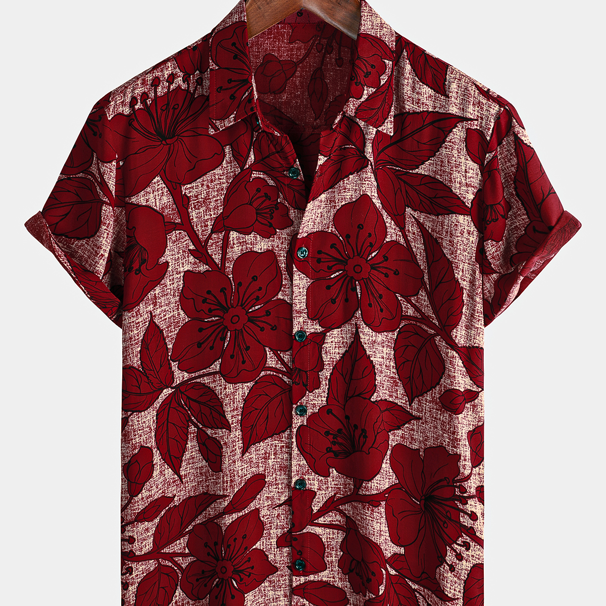 Men's Vintage Tropical Floral Resort Beach  Breathable Summer Short Sleeve Button Up Shirt
