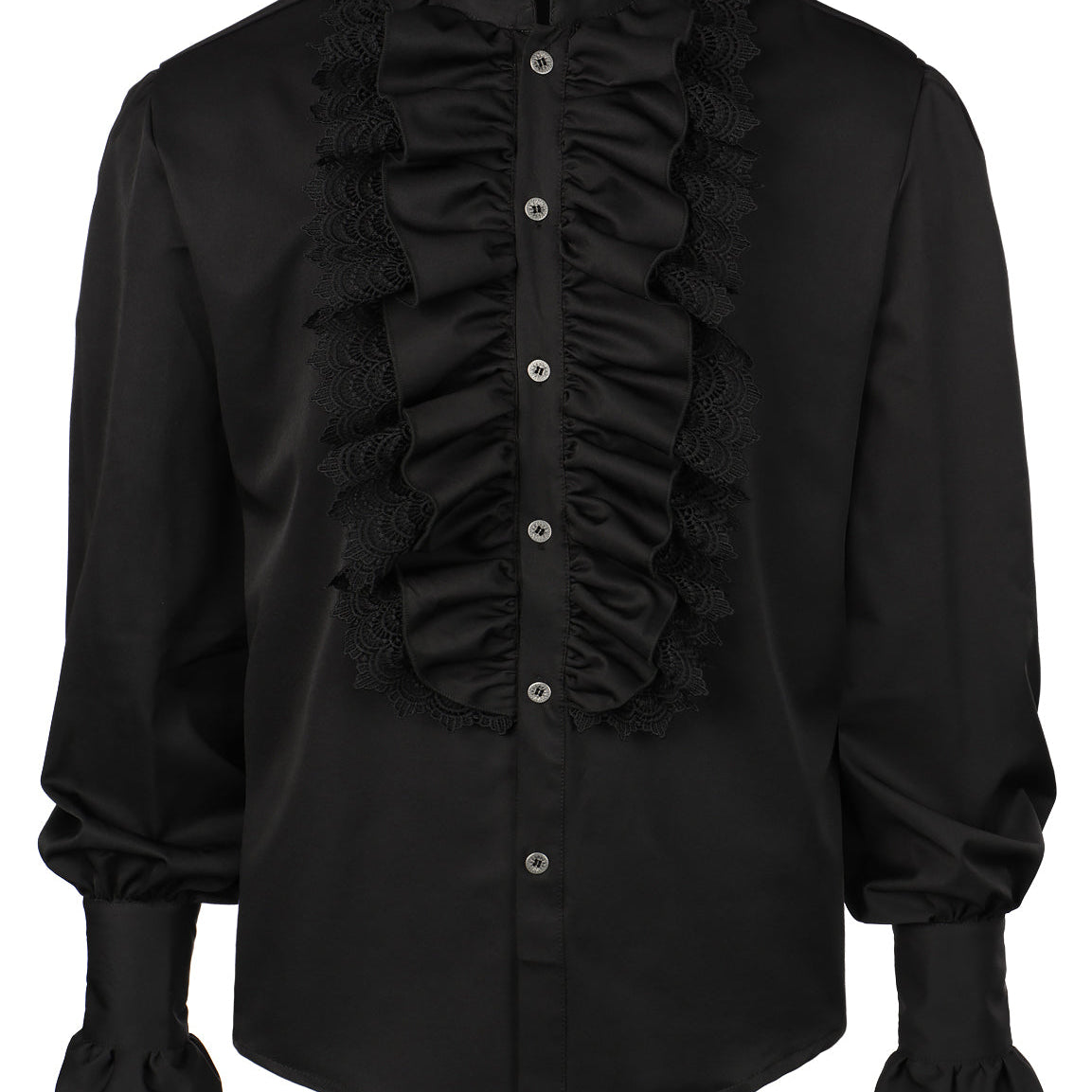 Men's Ruffle Steampunk Victorian Vintage Black Long Sleeve Shirt