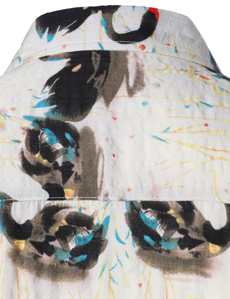 Men's Cotton Black Swan Print Hawaiian Casual Summer Vacation Beach Holiday Short Sleeve Shirt