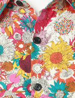 Men's Vintage Floral Cotton Flower Button Up 70s Long Sleeve Dress Shirt