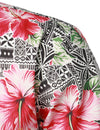 Men's Pink Floral Hibiscus Print Button Vintage Vacation Hawaiian Short Sleeve Shirt