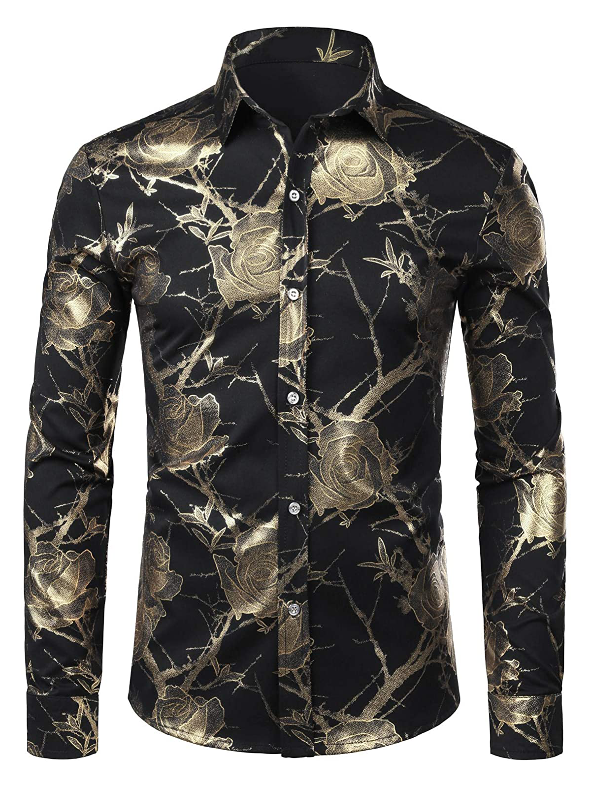 Men's Floral Print Long Sleeve Shirt