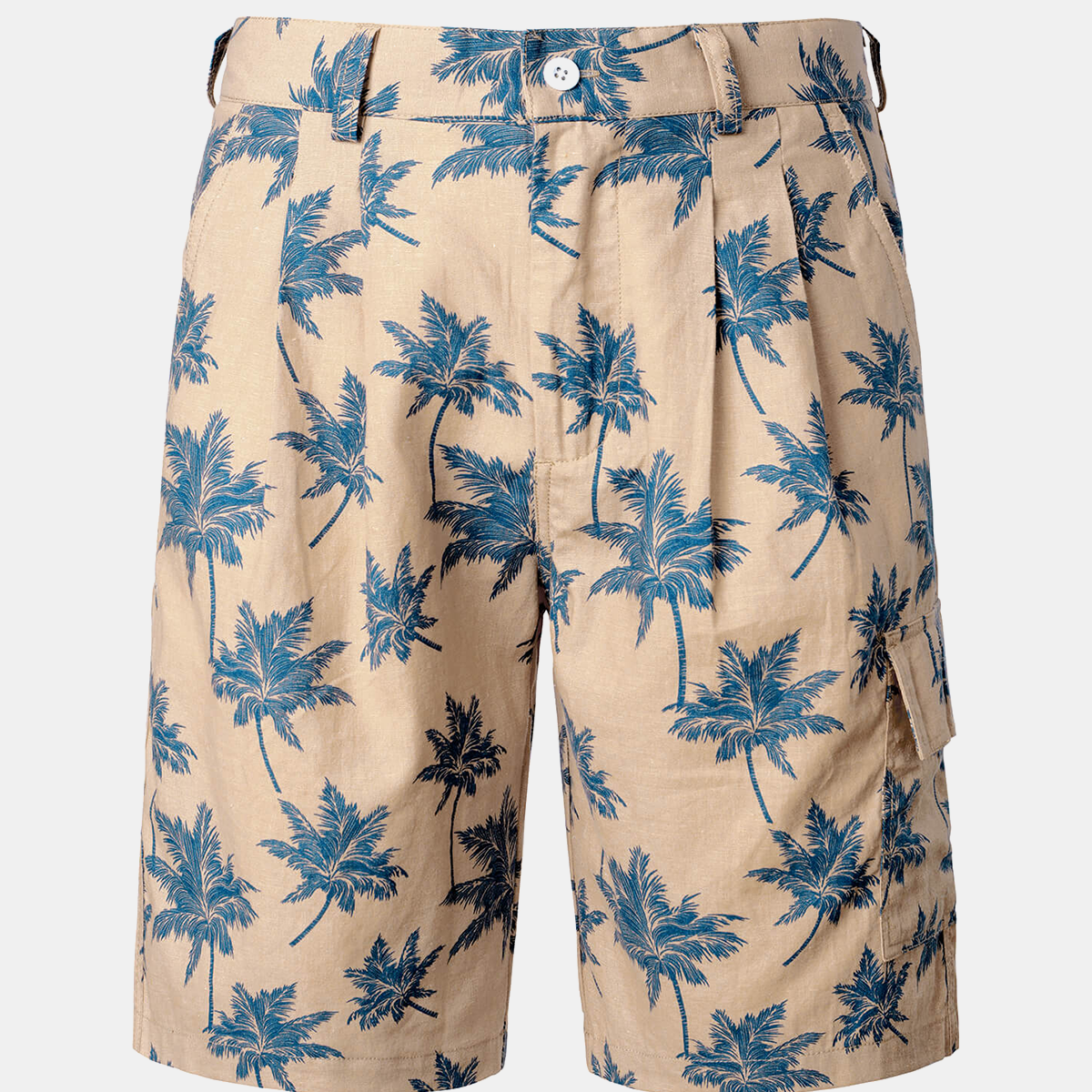 Men's Casual Graphic Print Cotton Linen Summer Beach Shorts