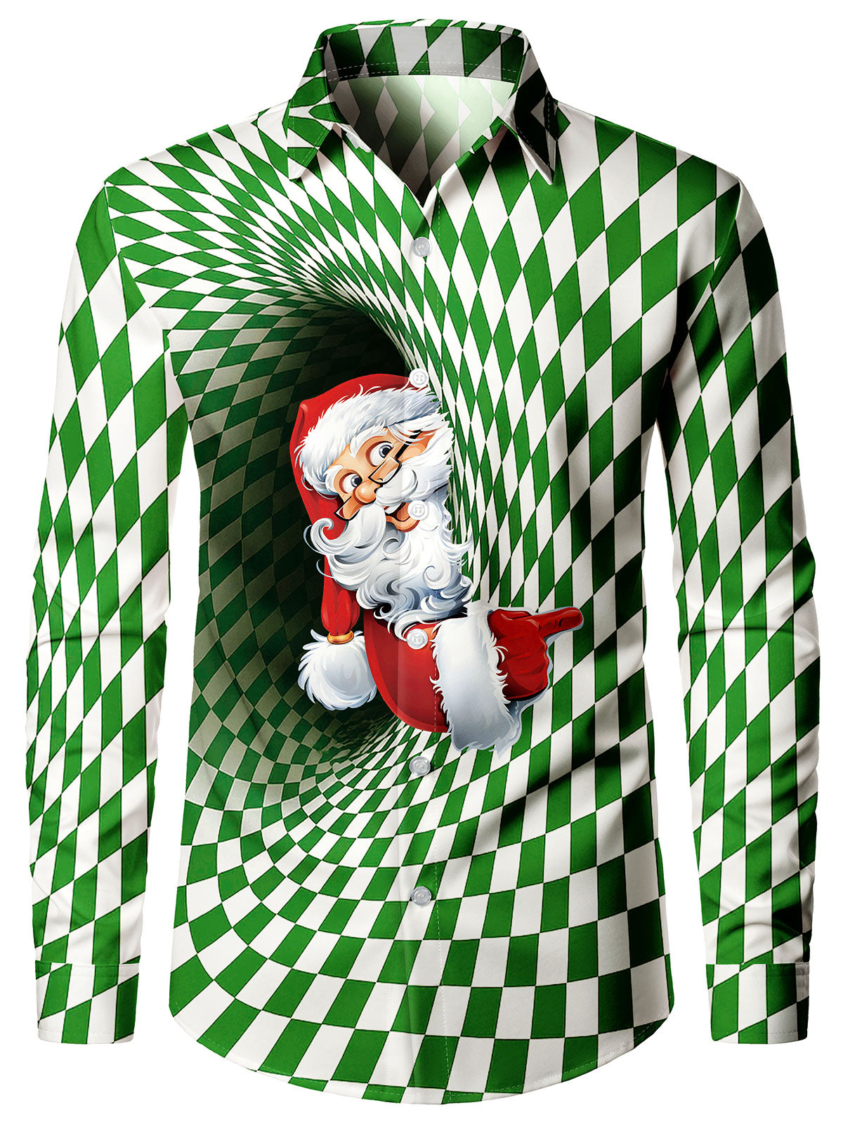 Men's Funny Santa Claus Long Sleeve Christmas Shirt