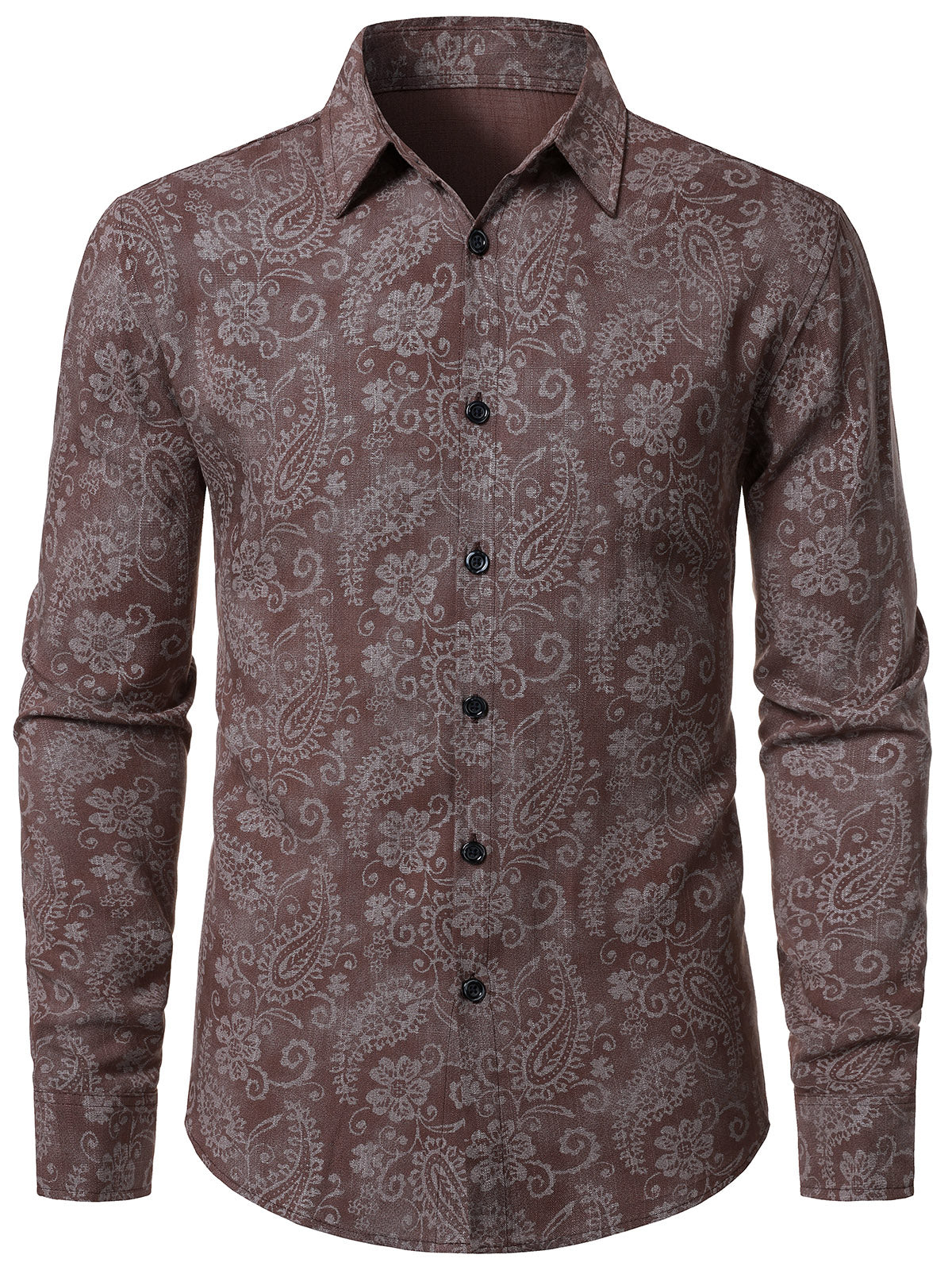 Men's Paisley Floral Vintage Long Sleeve Shirt