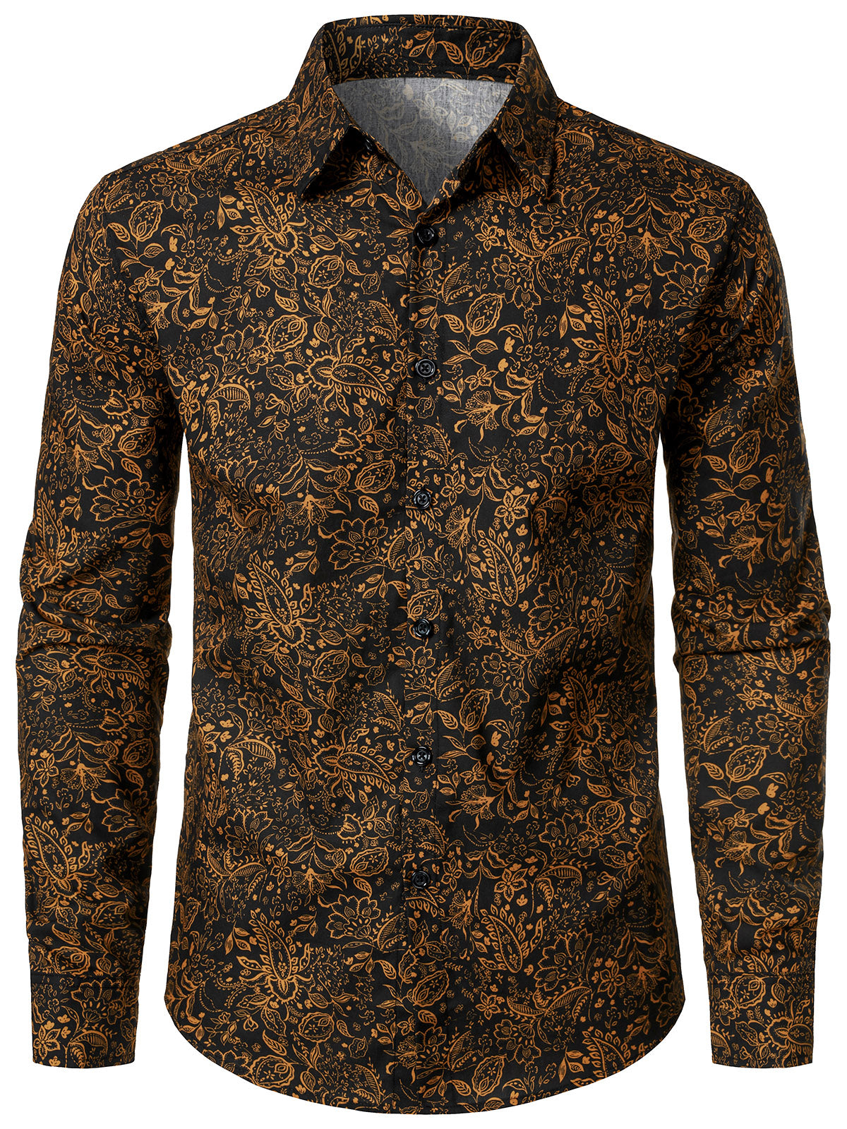 Men's Vintage Paisley Floral Long Sleeve Shirt