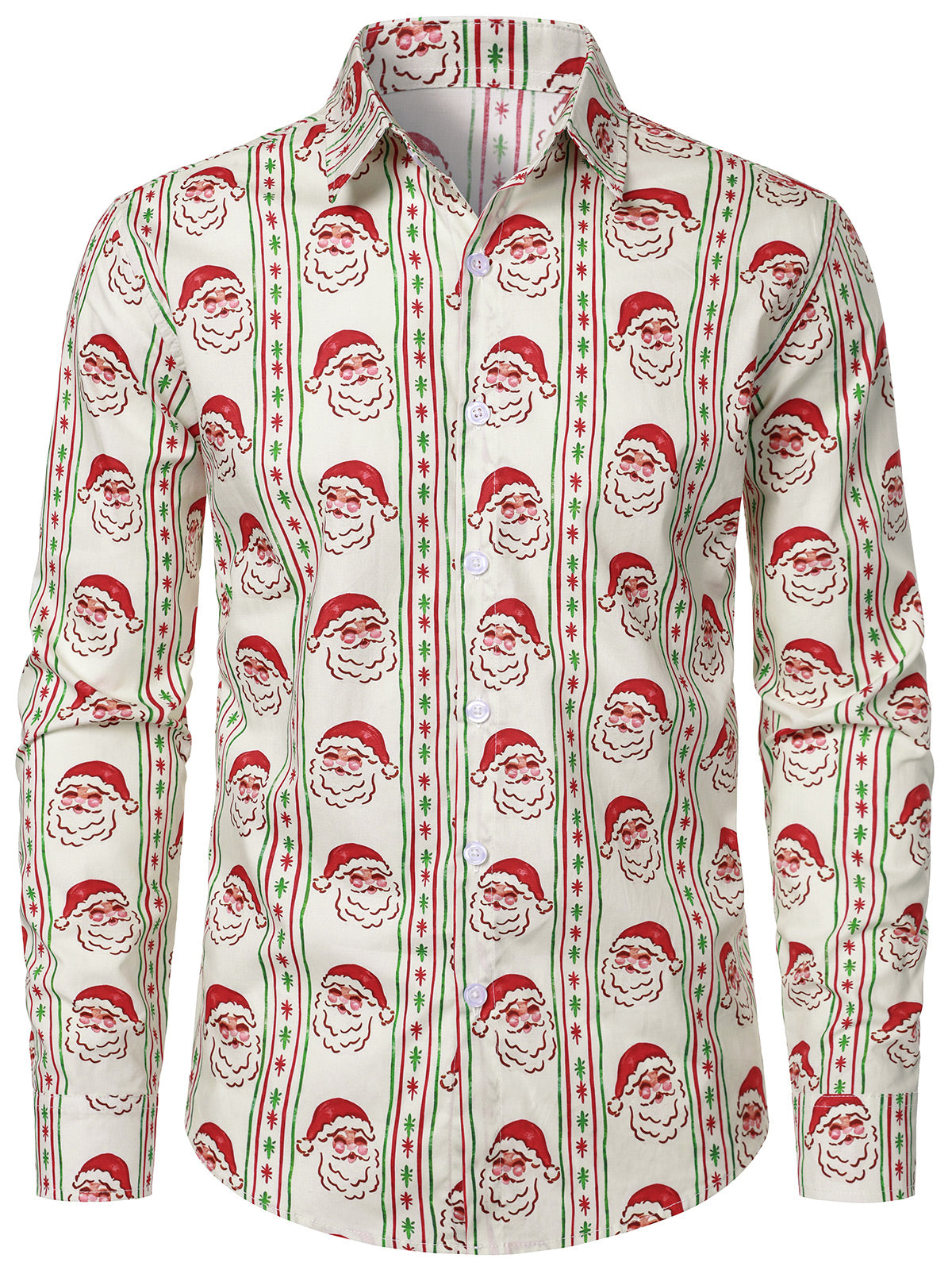 Men's Christmas Santa Striped Vintage Cotton Shirt