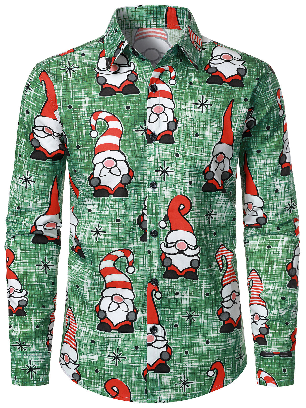 Men's Festive Santa Gnome Long Sleeve Christmas Shirt