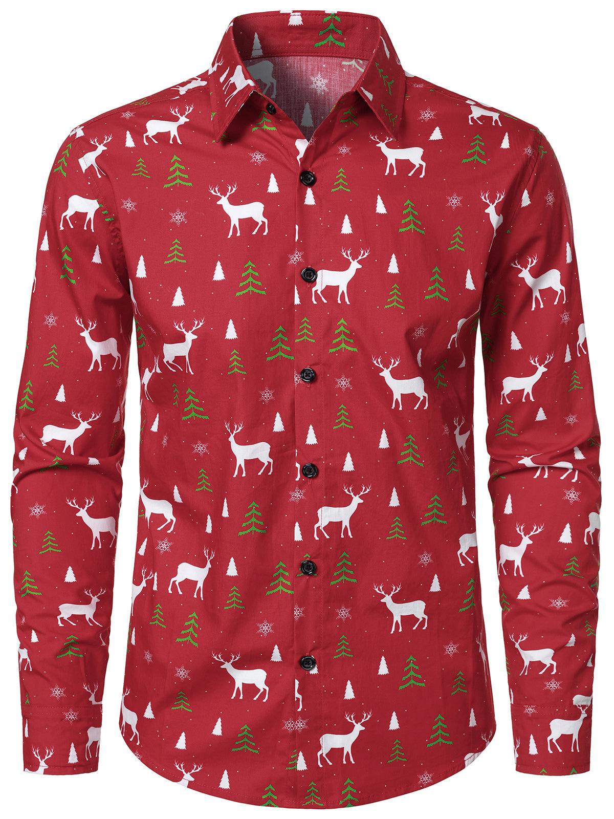 Men's Reindeer Christmas Tree Long Sleeve Holiday Shirt
